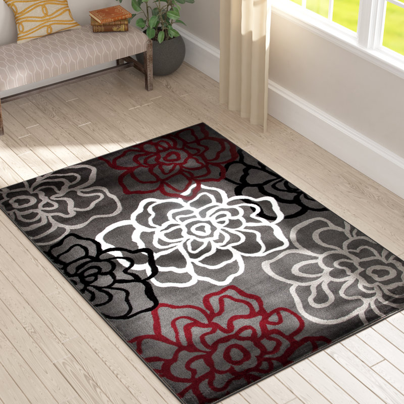 Charlton Home Wellfleet Red/Gray Area Rug & Reviews Wayfair